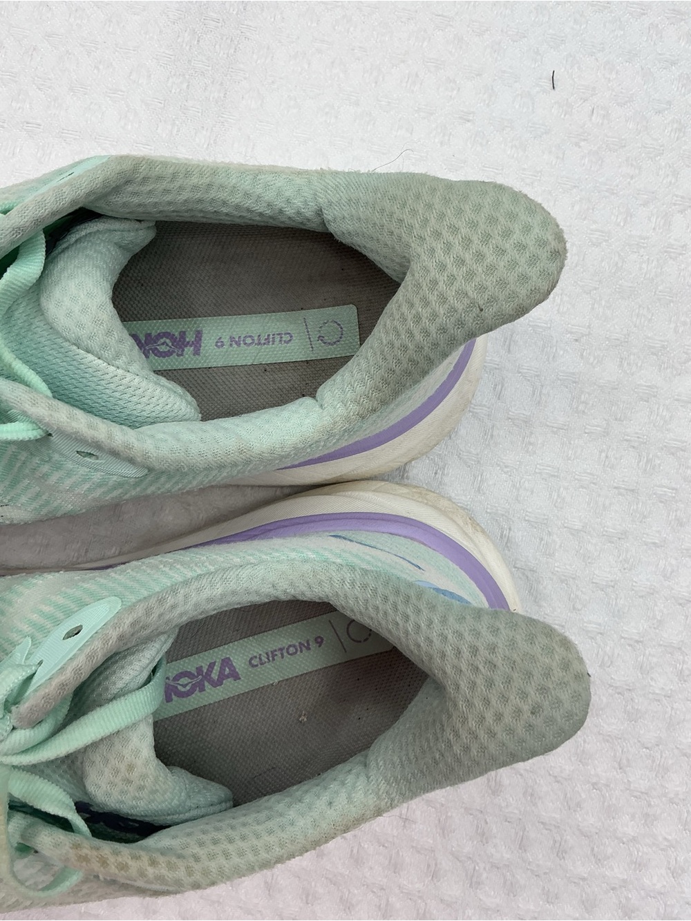 Hoka Mint Green and Lavender Athletic Running Shoes - Picture 2 of 12
